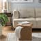 Simplify 15" Faux Linen Folding Storage Ottoman Cube